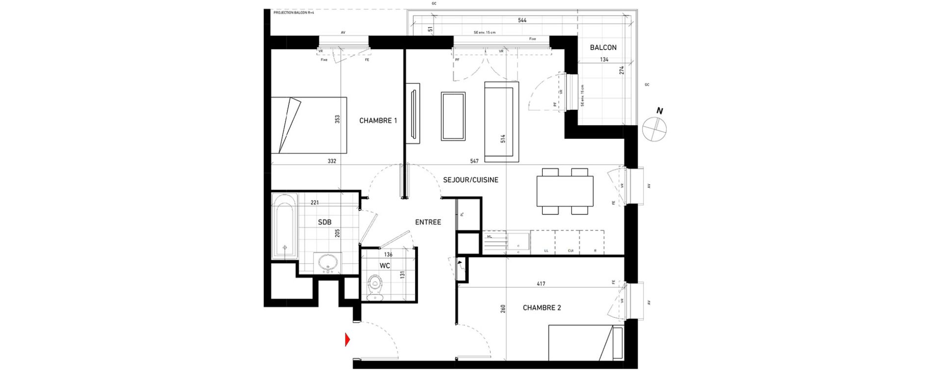 Appartement T3 de 58,80 m2 aux Pavillons-Sous-Bois Centre