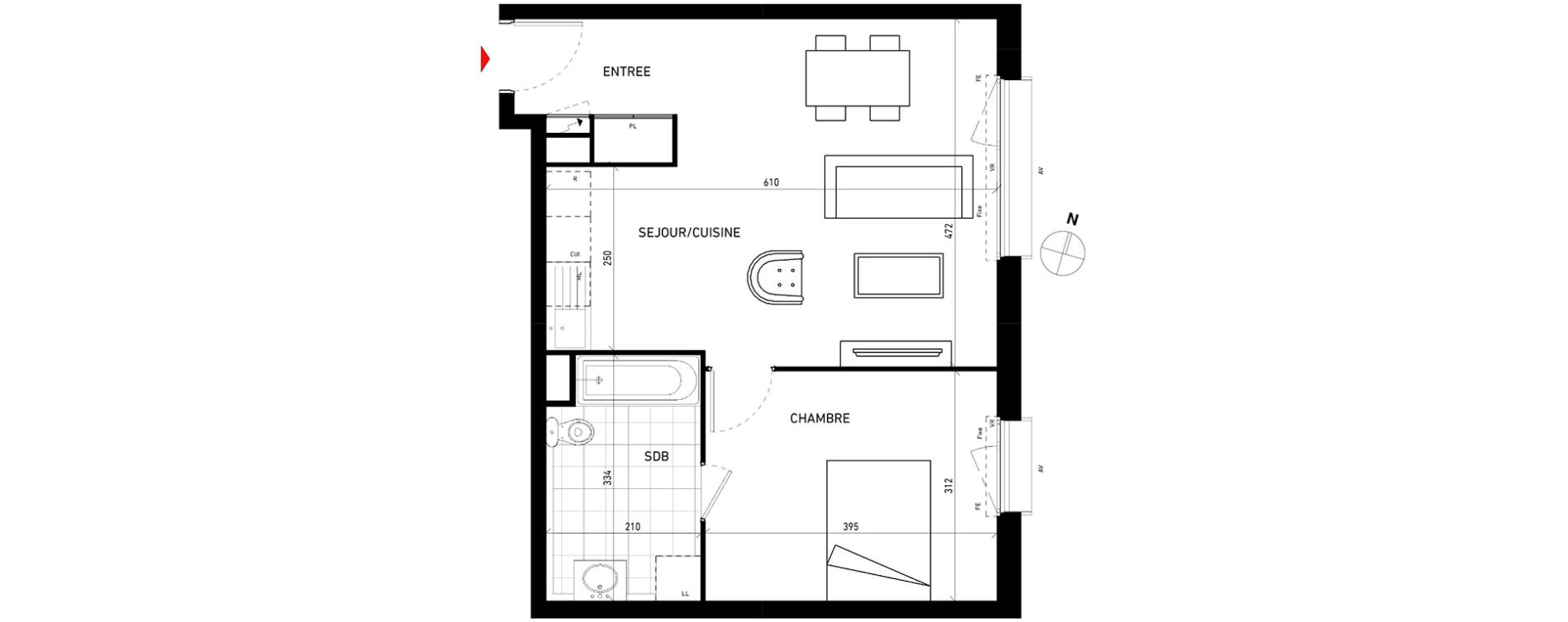 Appartement T2 de 47,40 m2 aux Pavillons-Sous-Bois Centre