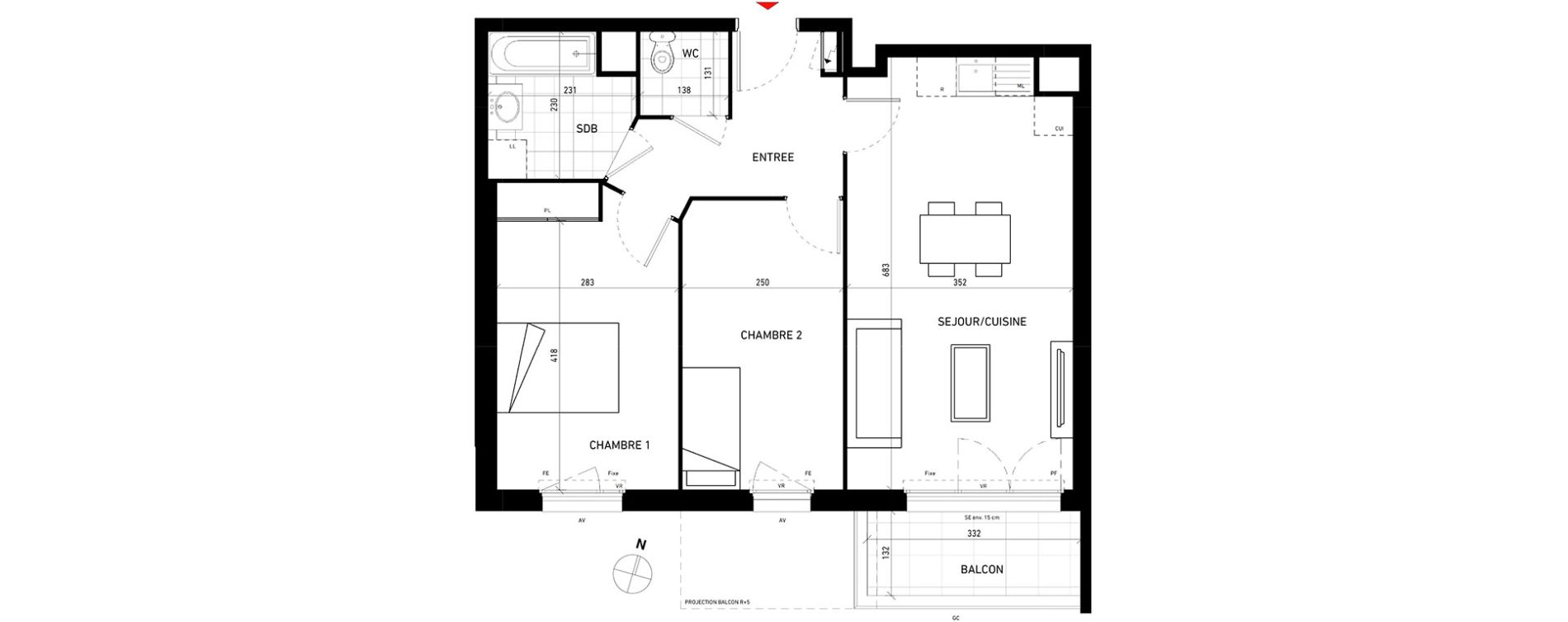Appartement T3 de 60,30 m2 aux Pavillons-Sous-Bois Centre