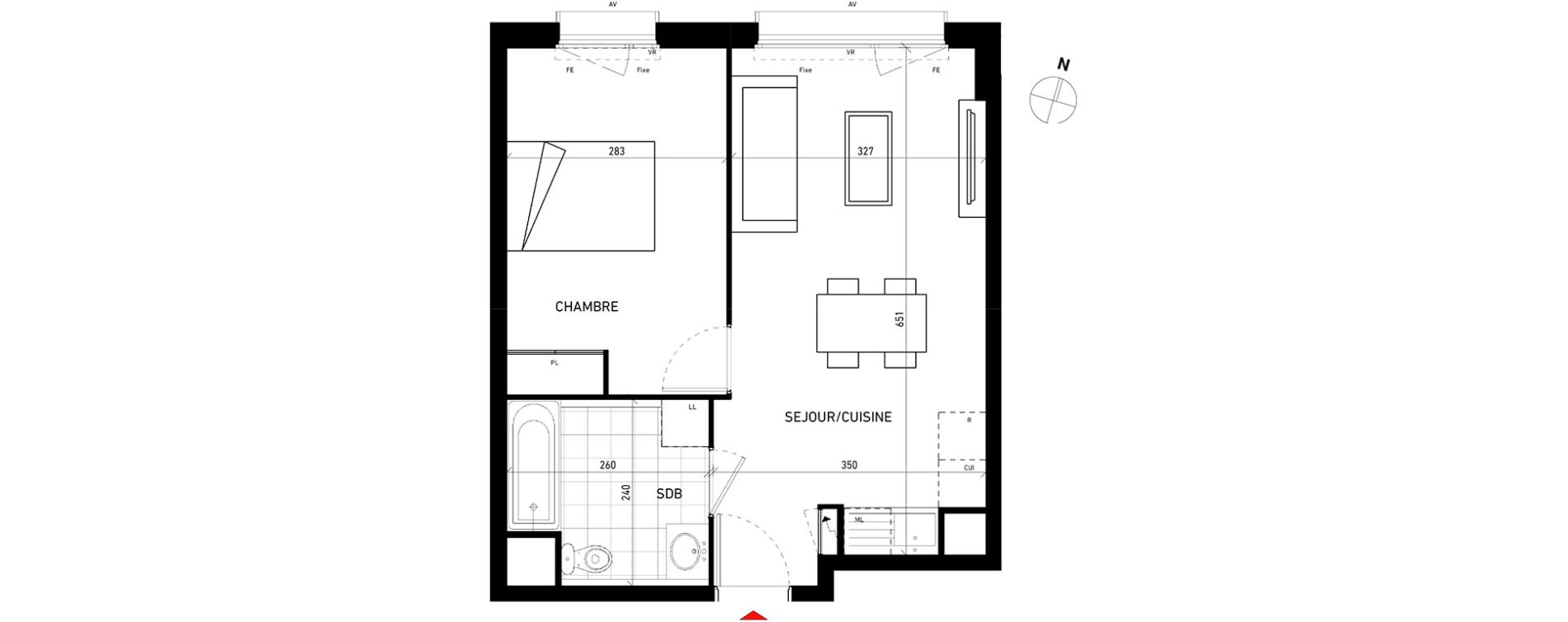 Appartement T2 de 40,10 m2 aux Pavillons-Sous-Bois Centre