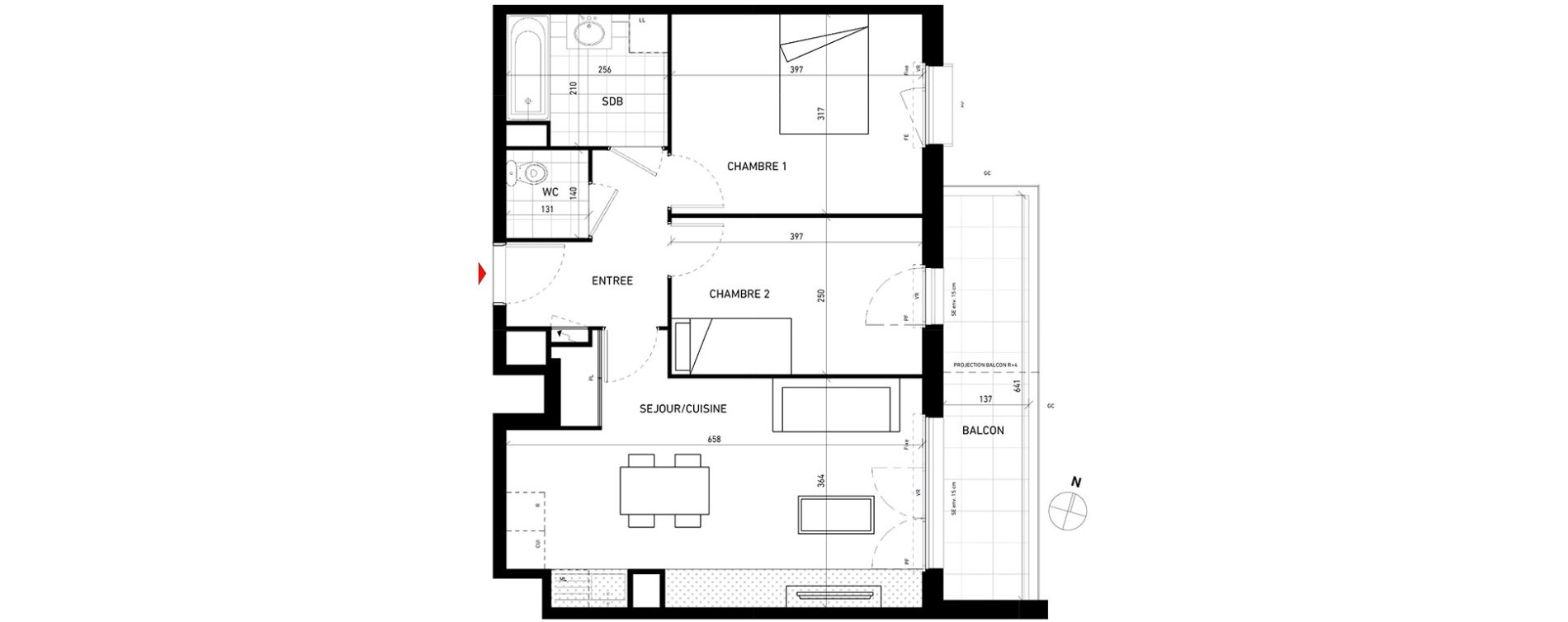 Appartement T3 de 58,20 m2 aux Pavillons-Sous-Bois Centre