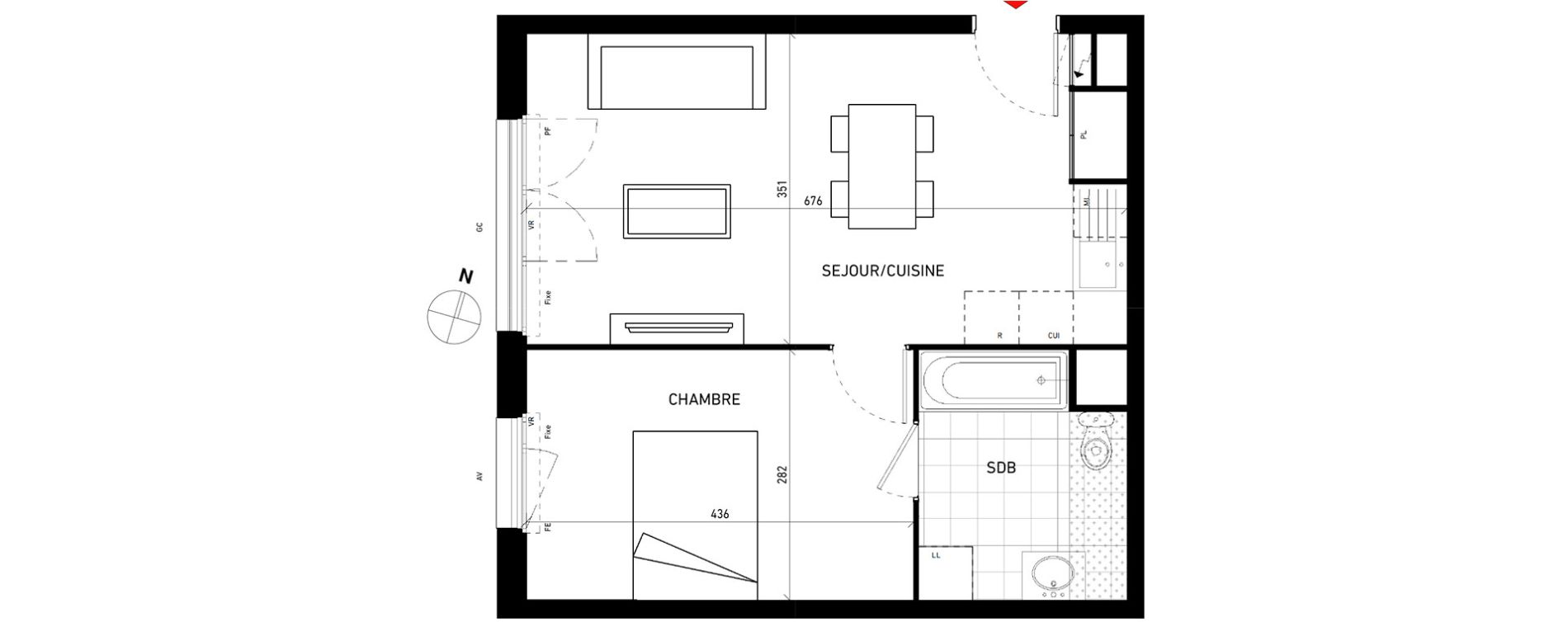 Appartement T2 de 41,80 m2 aux Pavillons-Sous-Bois Centre