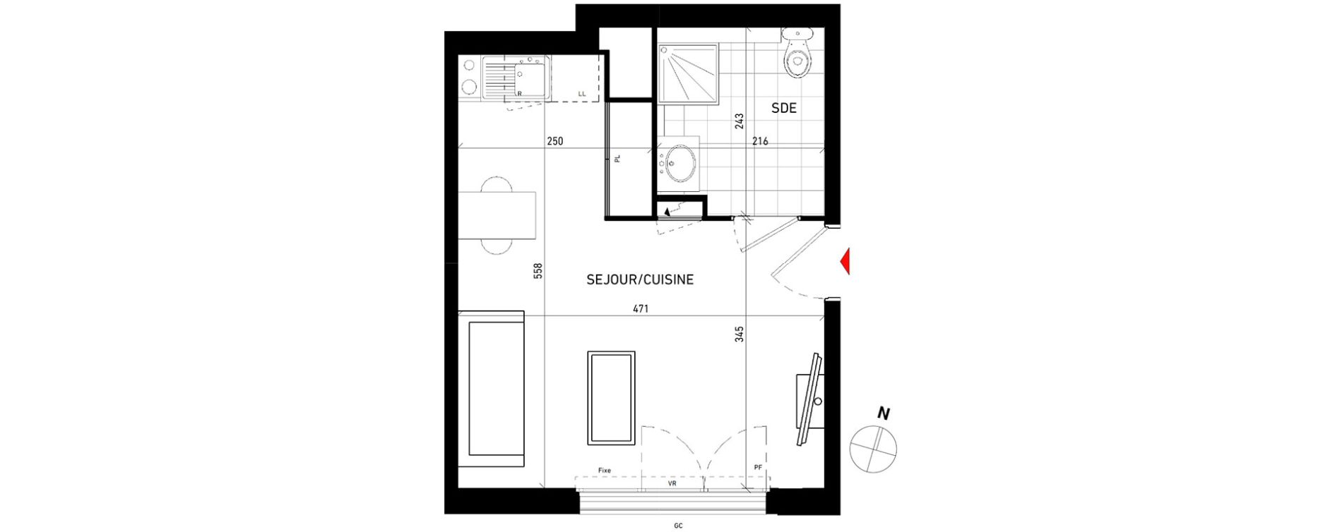 Appartement T1 de 26,20 m2 aux Pavillons-Sous-Bois Centre