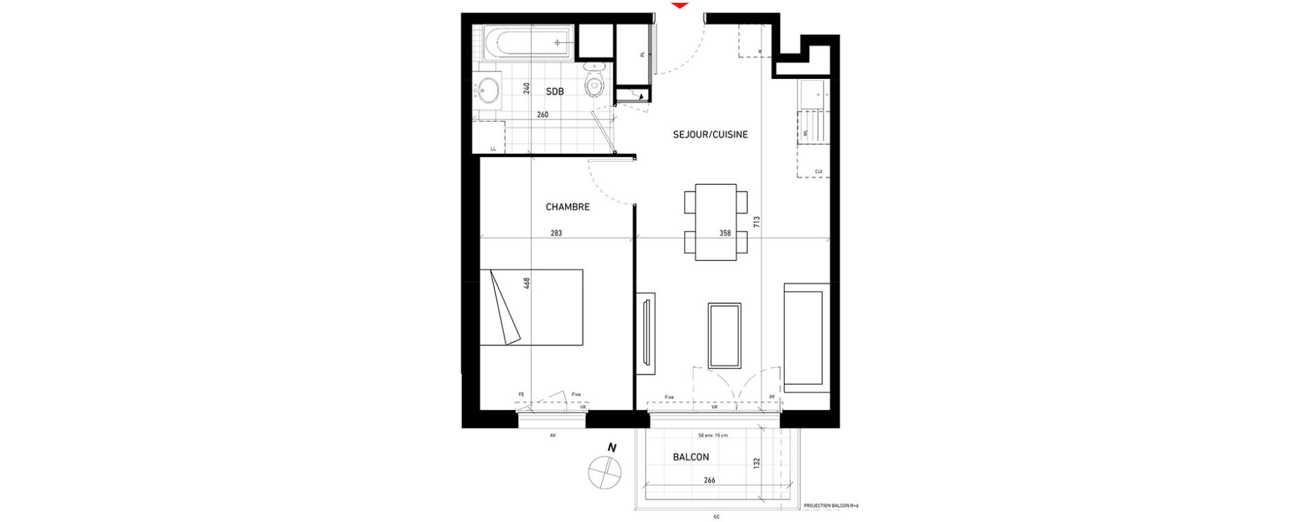 Appartement T2 de 44,10 m2 aux Pavillons-Sous-Bois Centre