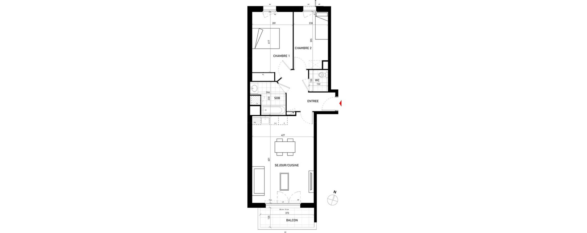 Appartement T3 de 62,00 m2 aux Pavillons-Sous-Bois Centre