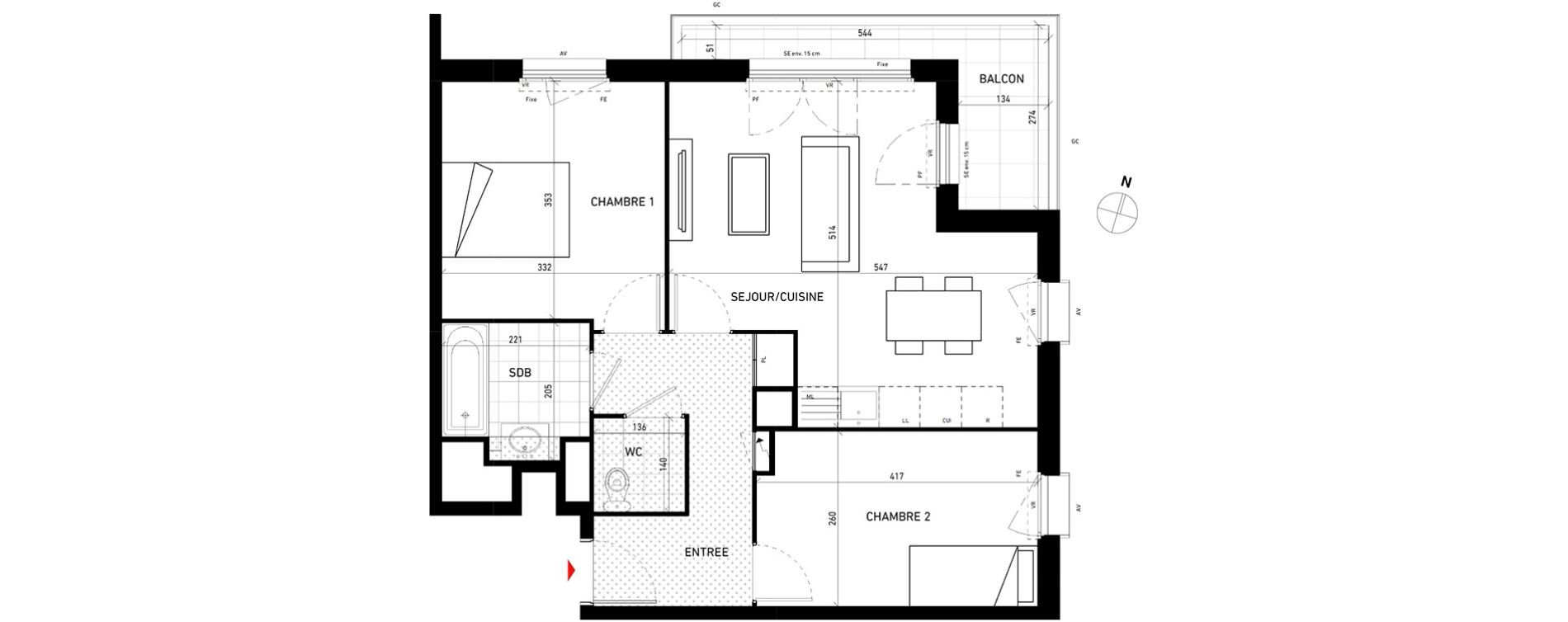 Appartement T3 de 58,50 m2 aux Pavillons-Sous-Bois Centre