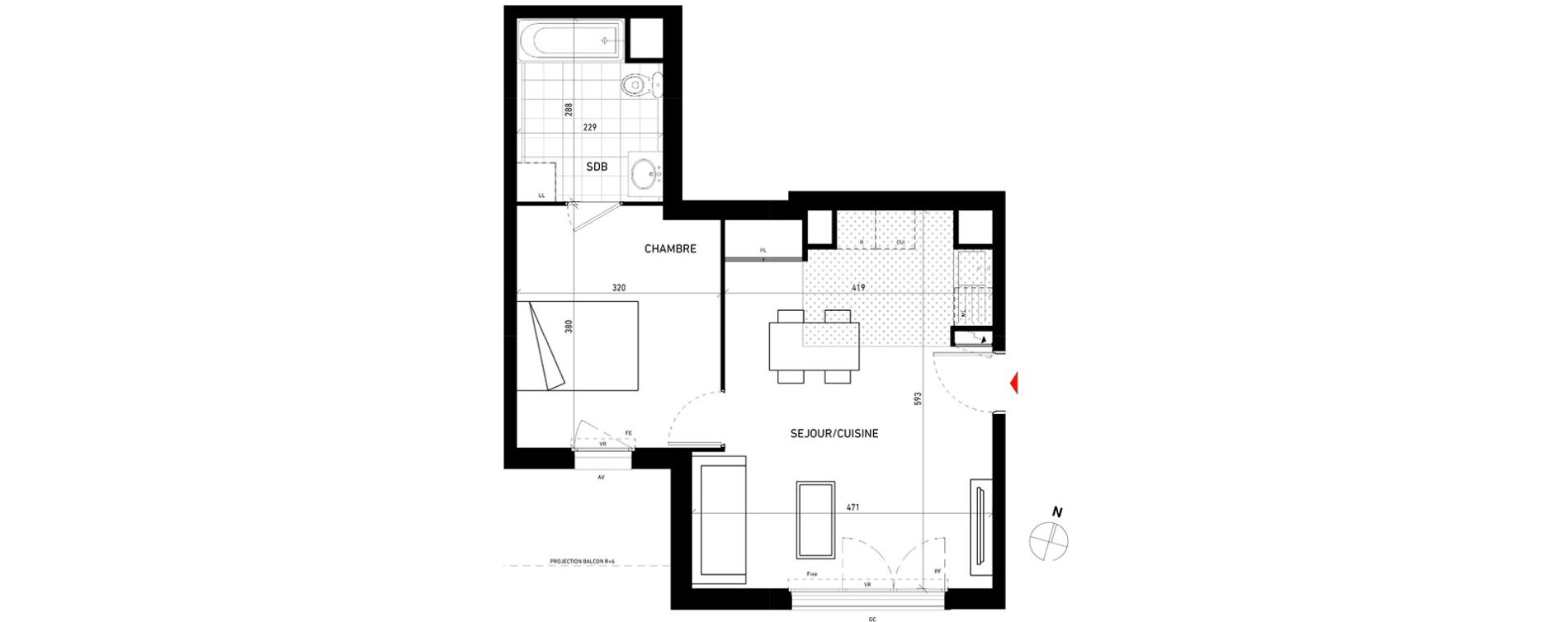 Appartement T2 de 43,10 m2 aux Pavillons-Sous-Bois Centre