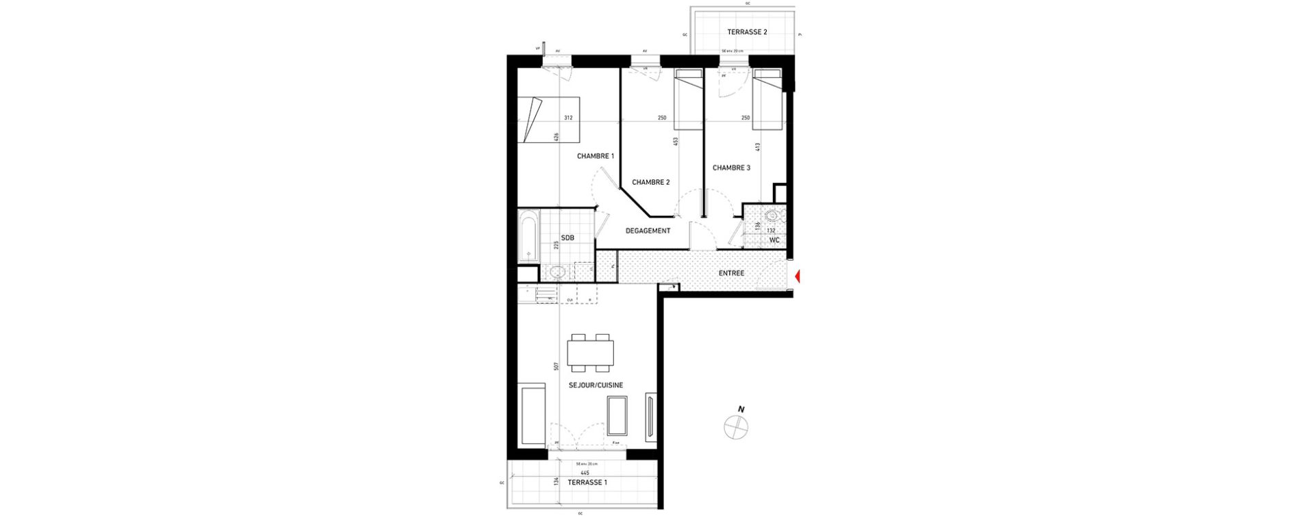 Appartement T4 de 74,60 m2 aux Pavillons-Sous-Bois Centre