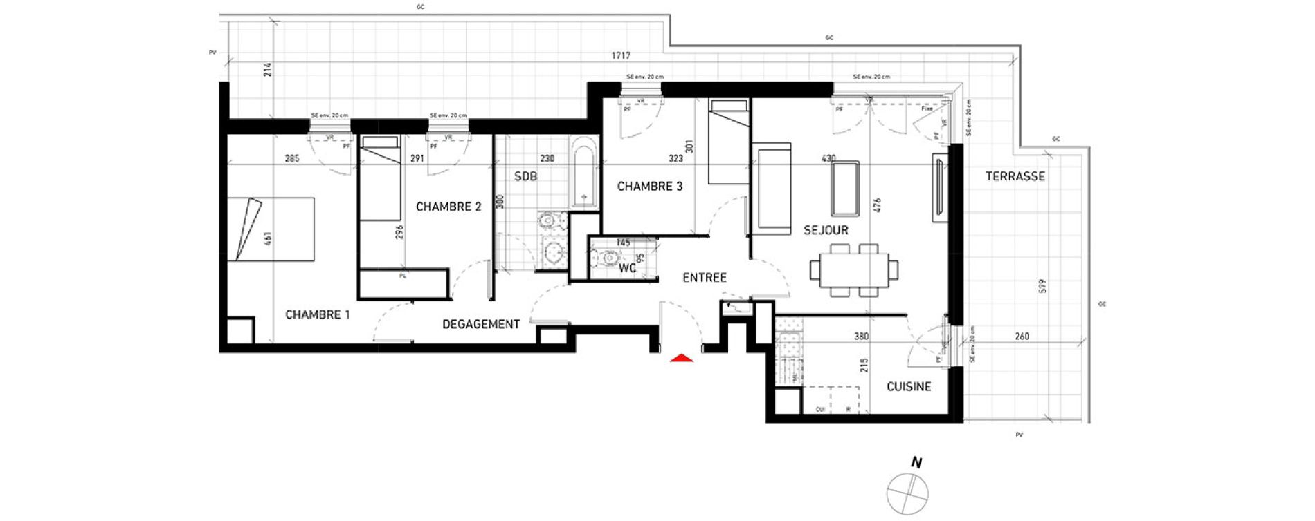 Appartement T4 de 79,40 m2 aux Pavillons-Sous-Bois Centre