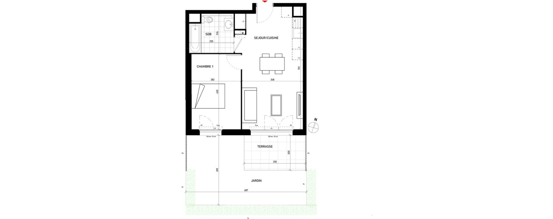 Appartement T2 de 41,90 m2 aux Pavillons-Sous-Bois Centre
