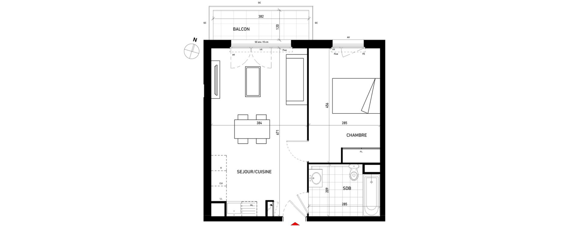 Appartement T2 de 43,90 m2 aux Pavillons-Sous-Bois Centre