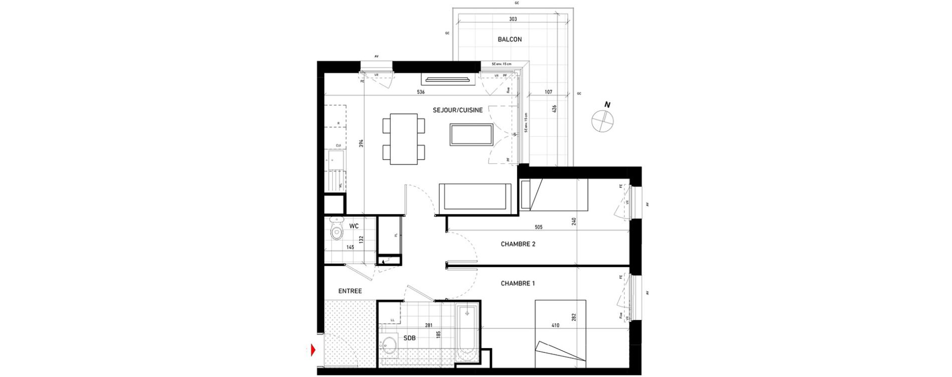 Appartement T3 de 58,30 m2 aux Pavillons-Sous-Bois Centre