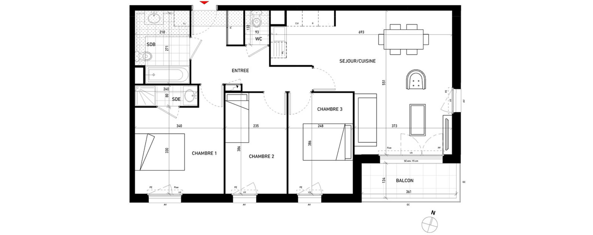 Appartement T4 de 76,70 m2 aux Pavillons-Sous-Bois Centre