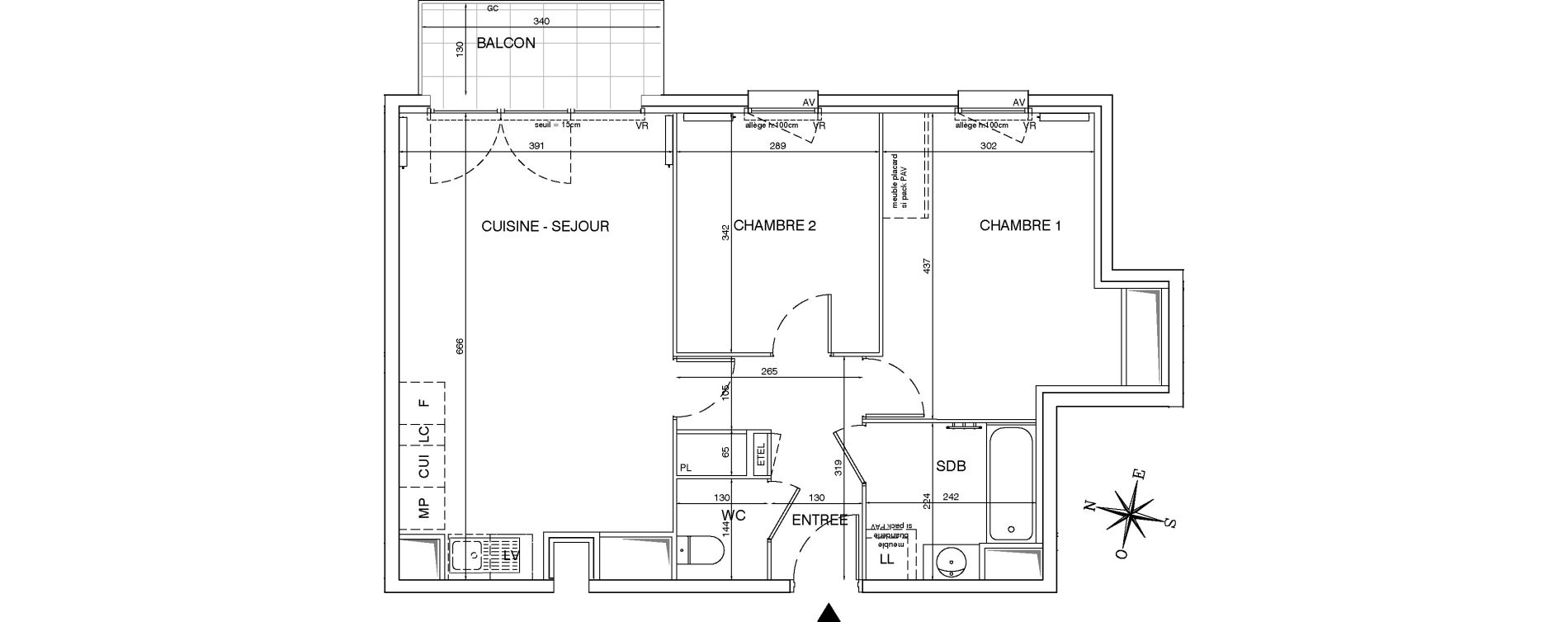 Appartement T3 de 60,86 m2 aux Pavillons-Sous-Bois Centre