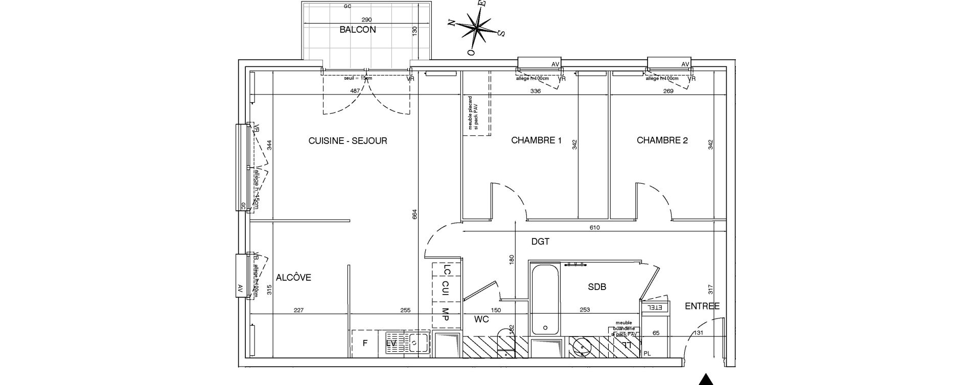 Appartement T3 de 70,58 m2 aux Pavillons-Sous-Bois Centre