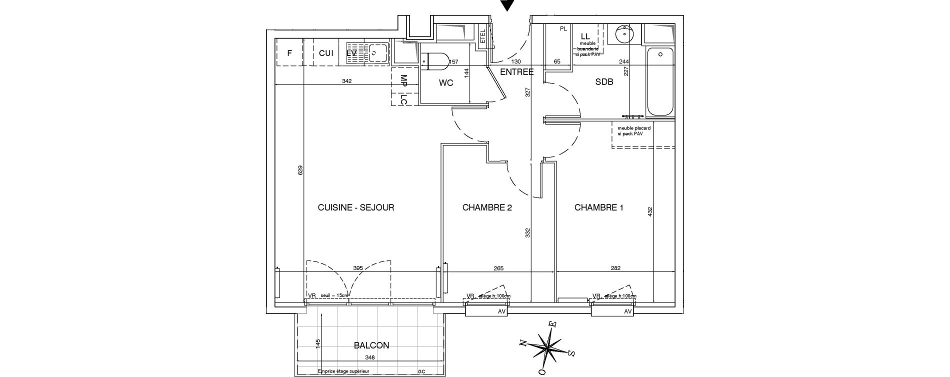 Appartement T3 de 59,26 m2 aux Pavillons-Sous-Bois Centre