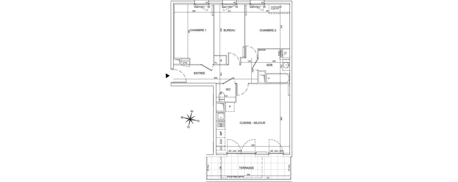 Appartement T3 de 70,51 m2 aux Pavillons-Sous-Bois Centre