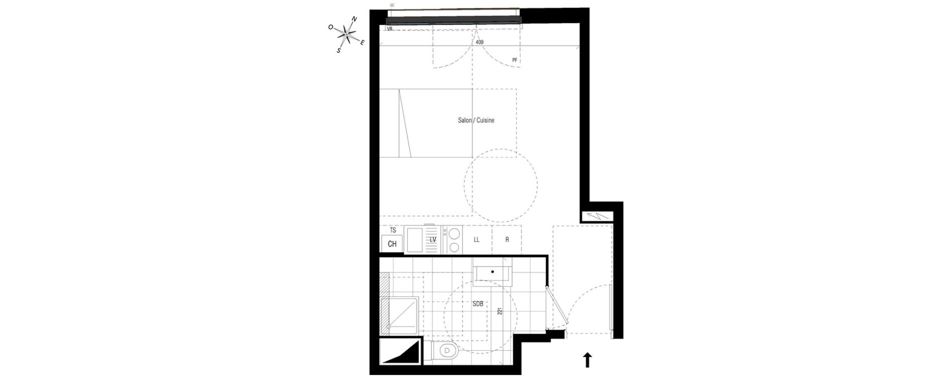 Appartement T1 de 28,37 m2 aux Pavillons-Sous-Bois Centre