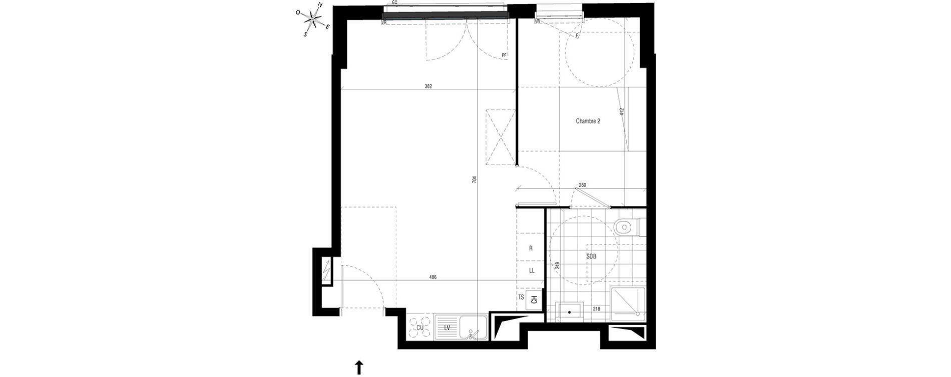 Appartement T2 de 43,79 m2 aux Pavillons-Sous-Bois Centre