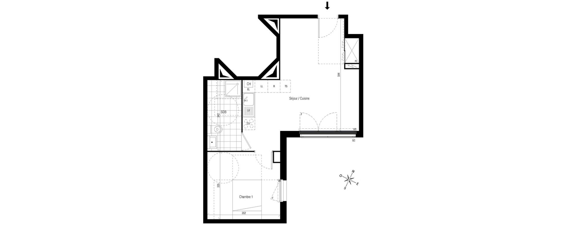 Appartement T2 de 42,98 m2 aux Pavillons-Sous-Bois Centre