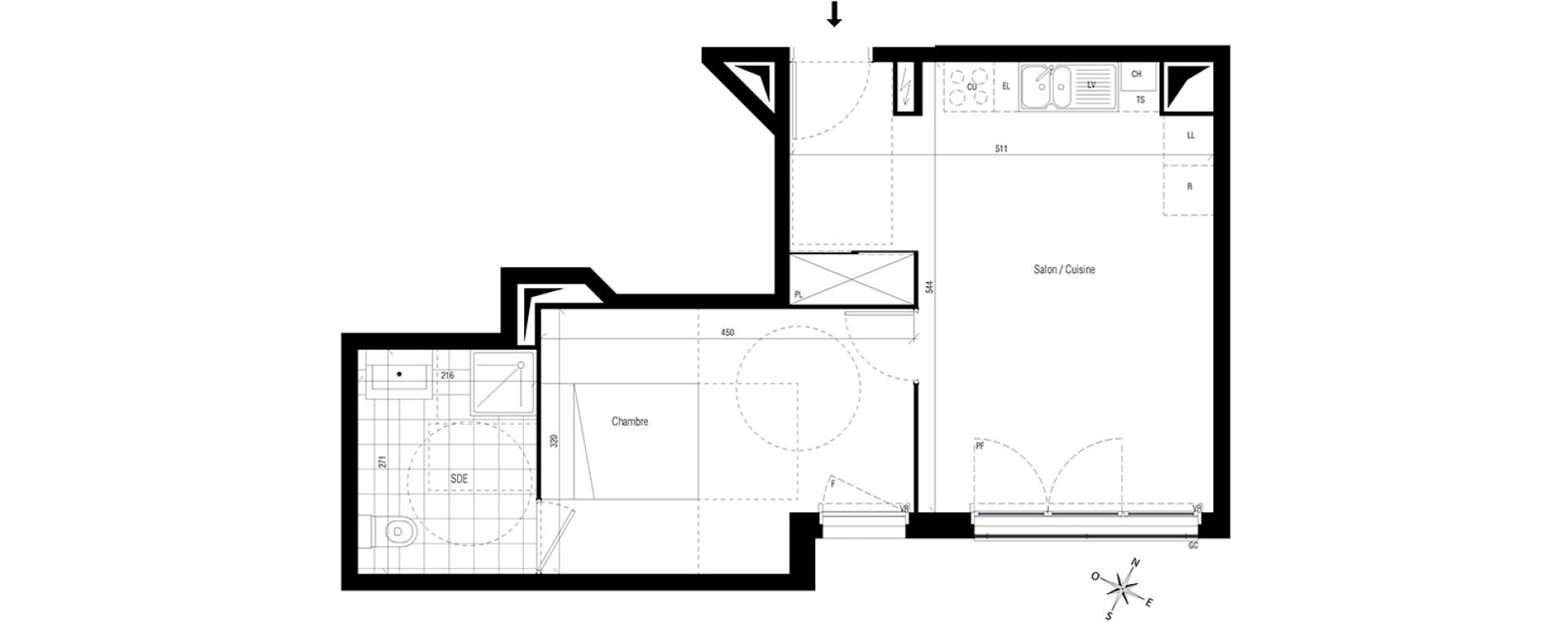 Appartement T2 de 42,39 m2 aux Pavillons-Sous-Bois Centre