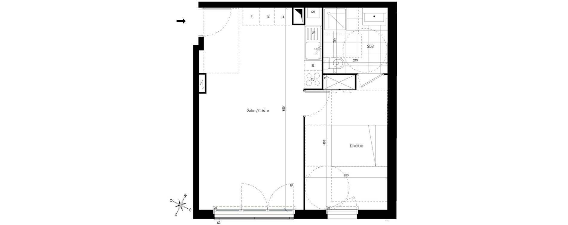 Appartement T2 de 43,12 m2 aux Pavillons-Sous-Bois Centre