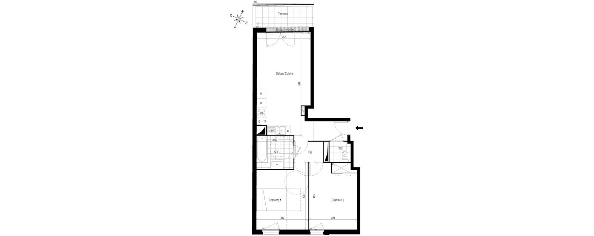 Appartement T3 de 59,64 m2 aux Pavillons-Sous-Bois Centre