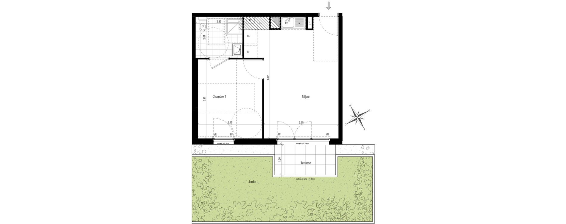 Appartement T2 de 40,69 m2 aux Pavillons-Sous-Bois Centre