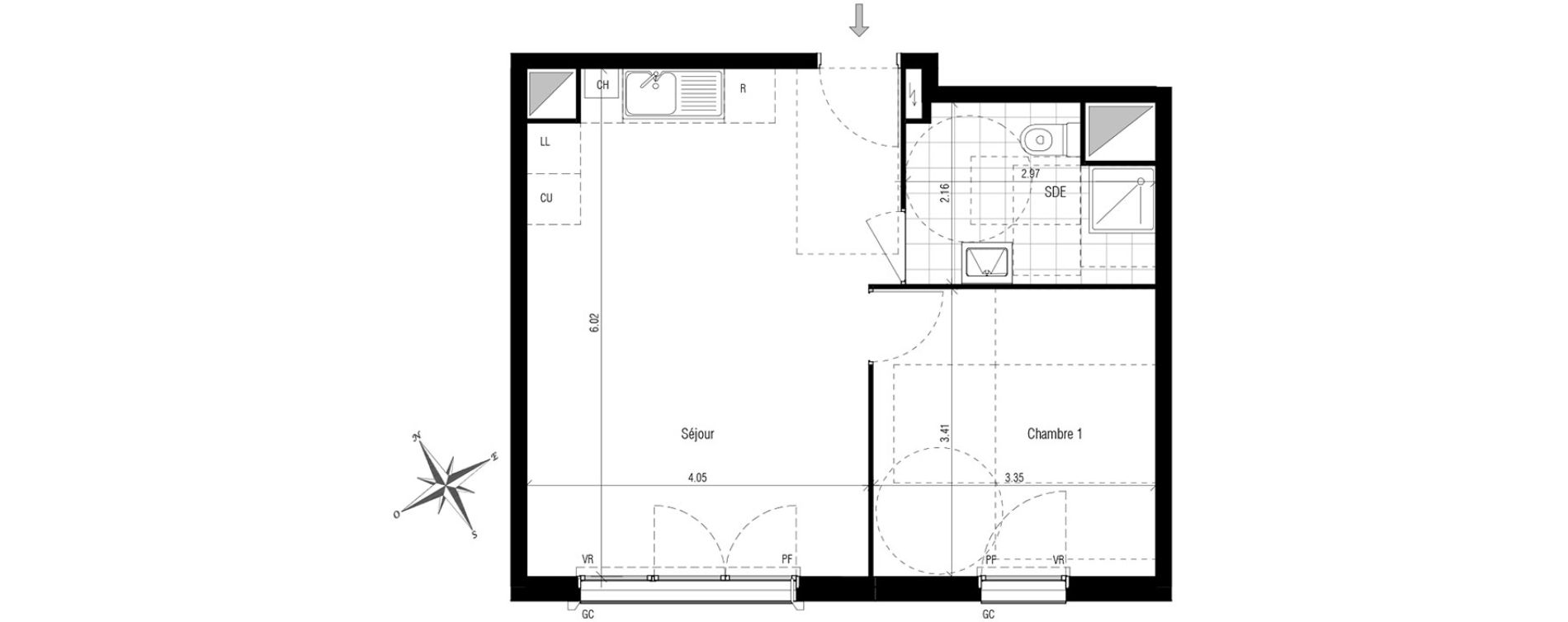 Appartement T2 de 42,03 m2 aux Pavillons-Sous-Bois Centre