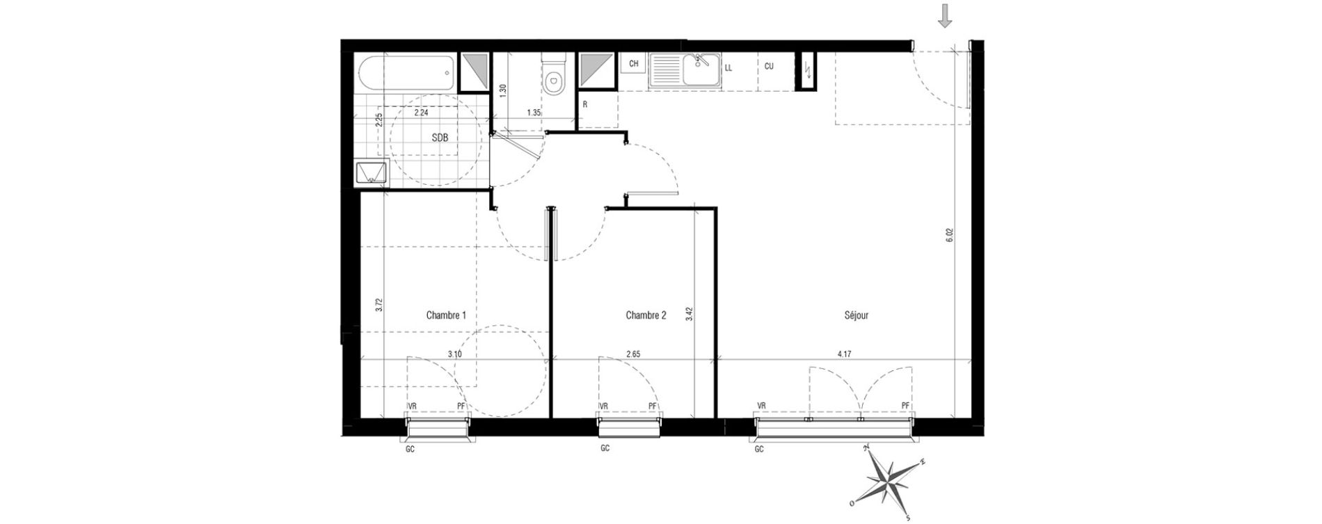 Appartement T3 de 58,60 m2 aux Pavillons-Sous-Bois Centre