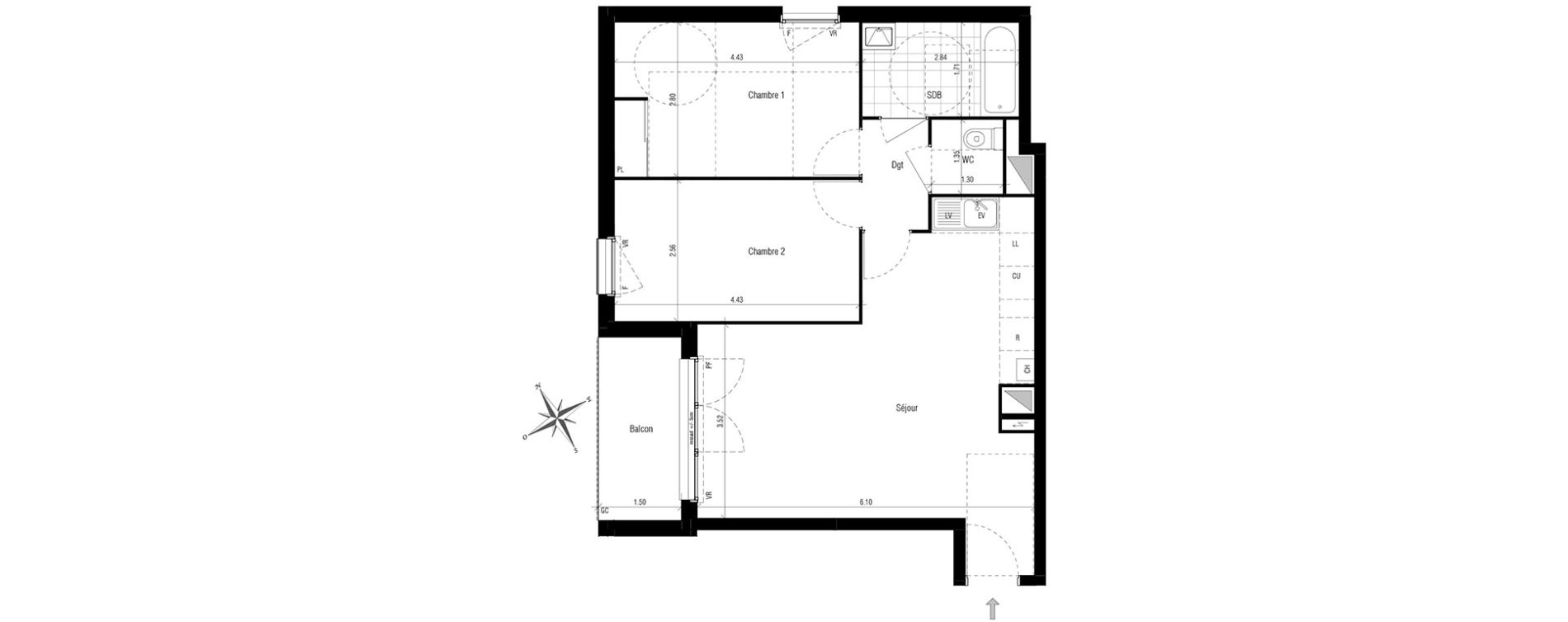 Appartement T3 de 61,28 m2 aux Pavillons-Sous-Bois Centre
