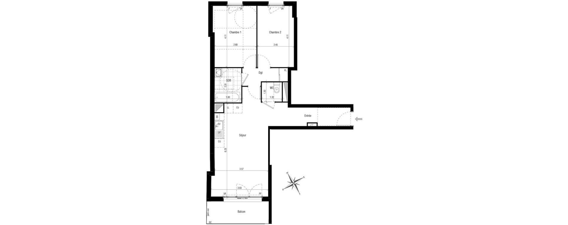 Appartement T3 de 61,60 m2 aux Pavillons-Sous-Bois Centre