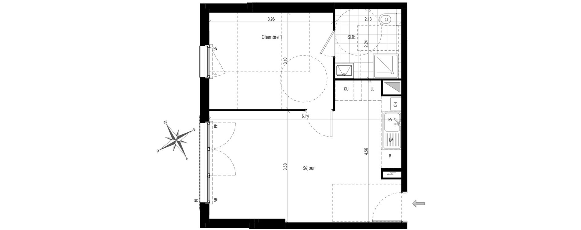 Appartement T2 de 40,27 m2 aux Pavillons-Sous-Bois Centre