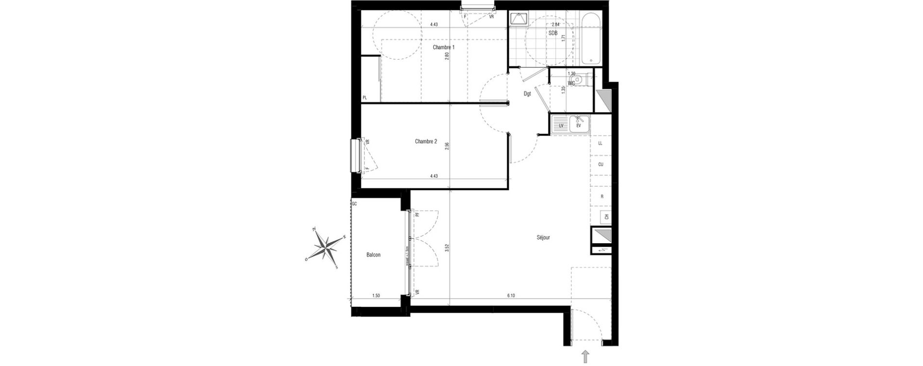 Appartement T3 de 61,28 m2 aux Pavillons-Sous-Bois Centre