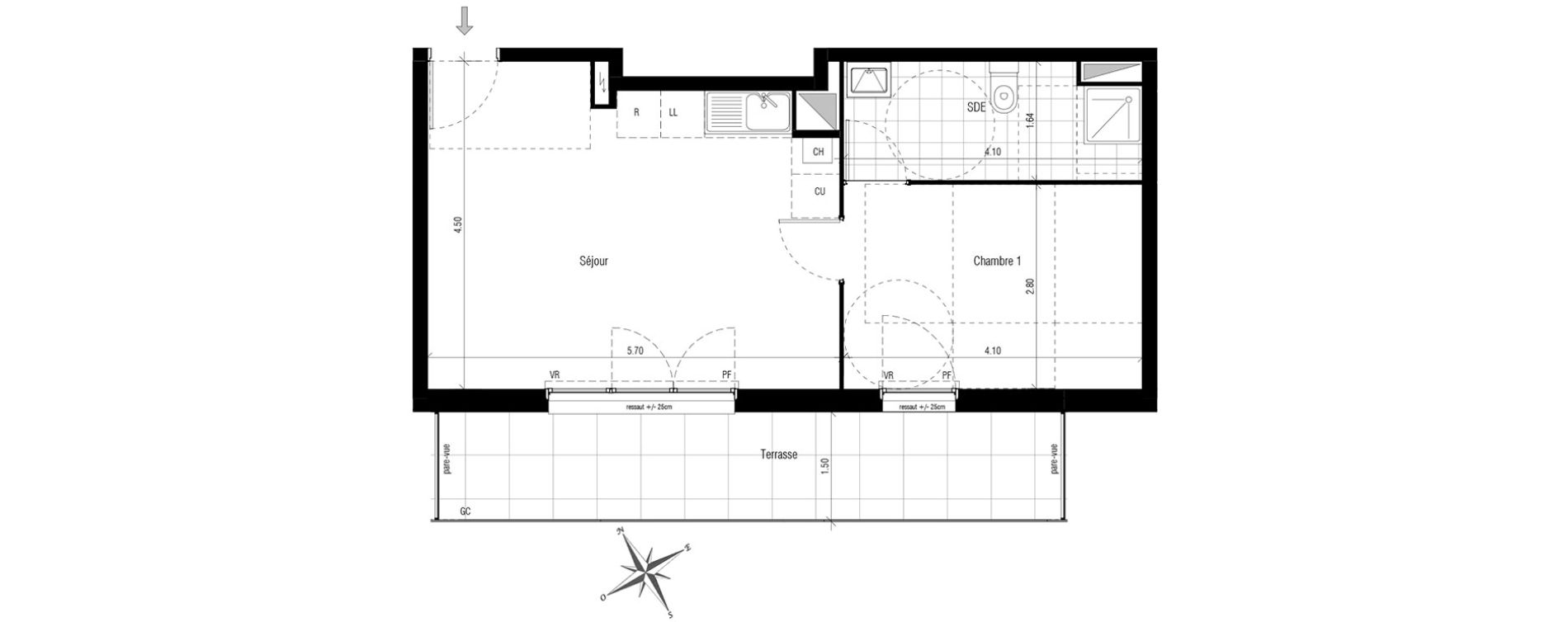Appartement T2 de 41,49 m2 aux Pavillons-Sous-Bois Centre
