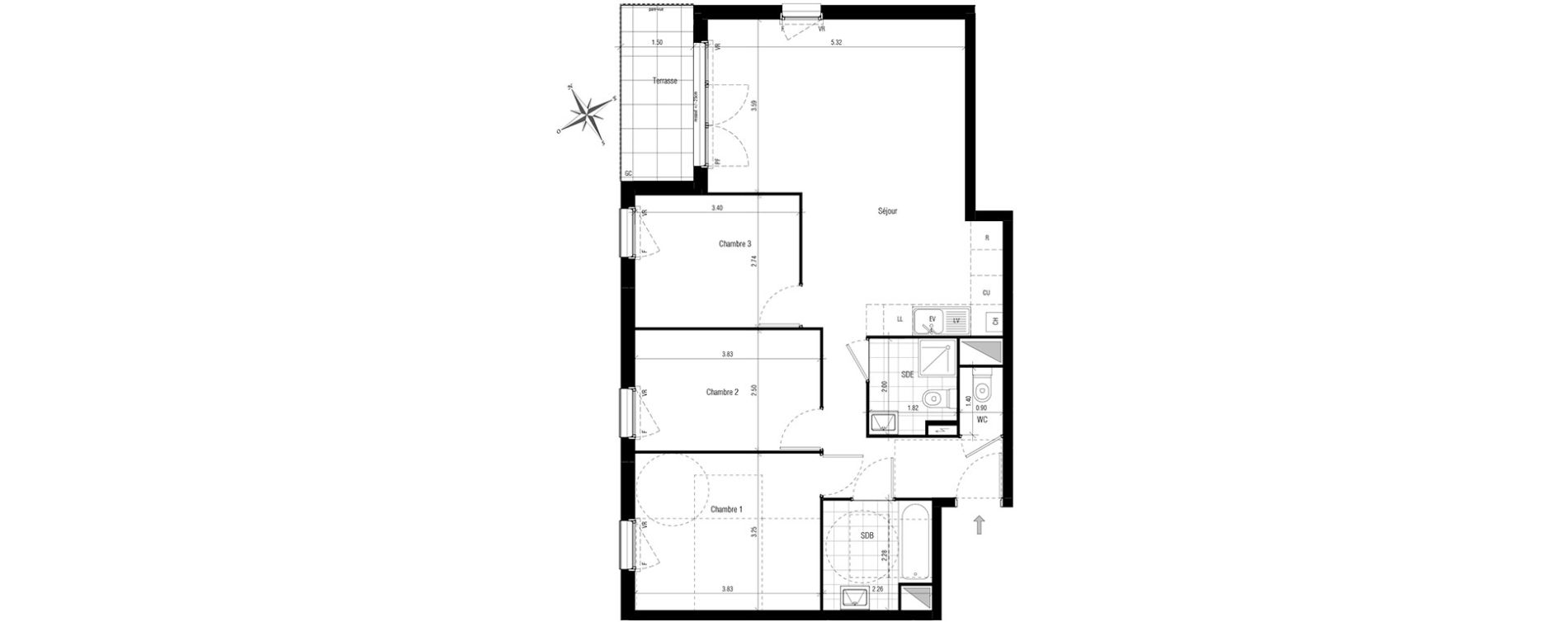 Appartement T4 de 78,18 m2 aux Pavillons-Sous-Bois Centre