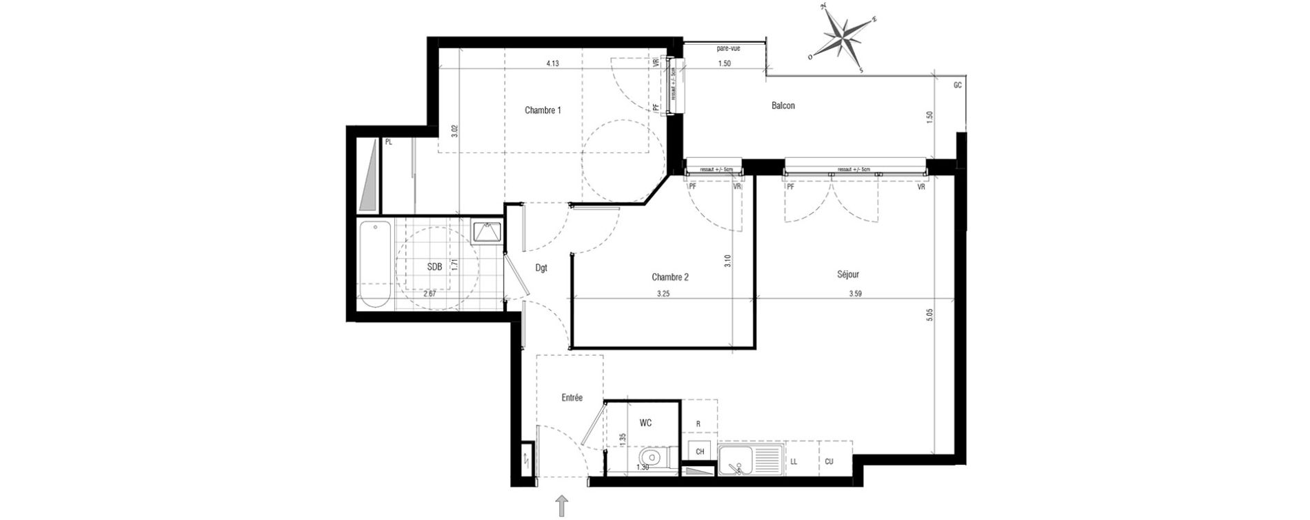 Appartement T3 de 57,81 m2 aux Pavillons-Sous-Bois Centre