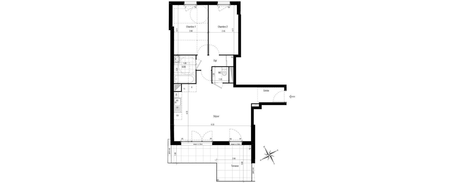 Appartement T3 de 64,96 m2 aux Pavillons-Sous-Bois Centre