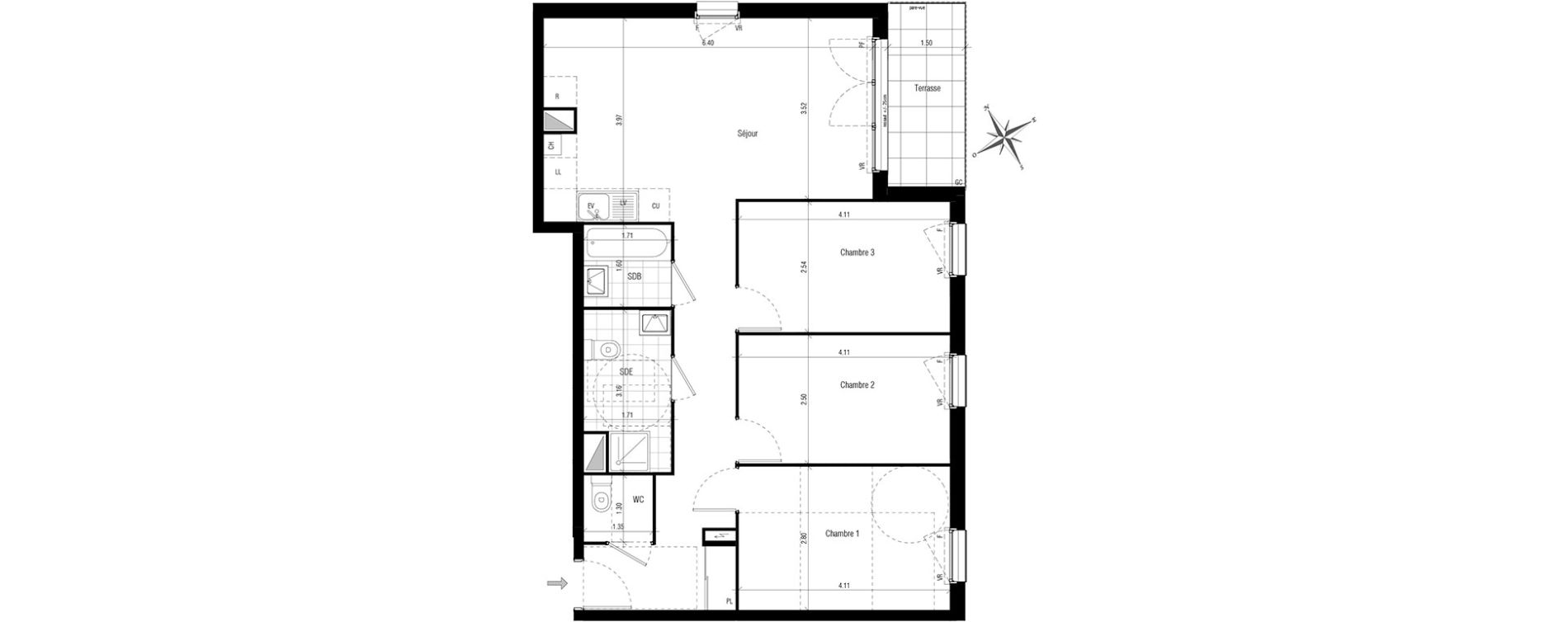 Appartement T4 de 77,16 m2 aux Pavillons-Sous-Bois Centre