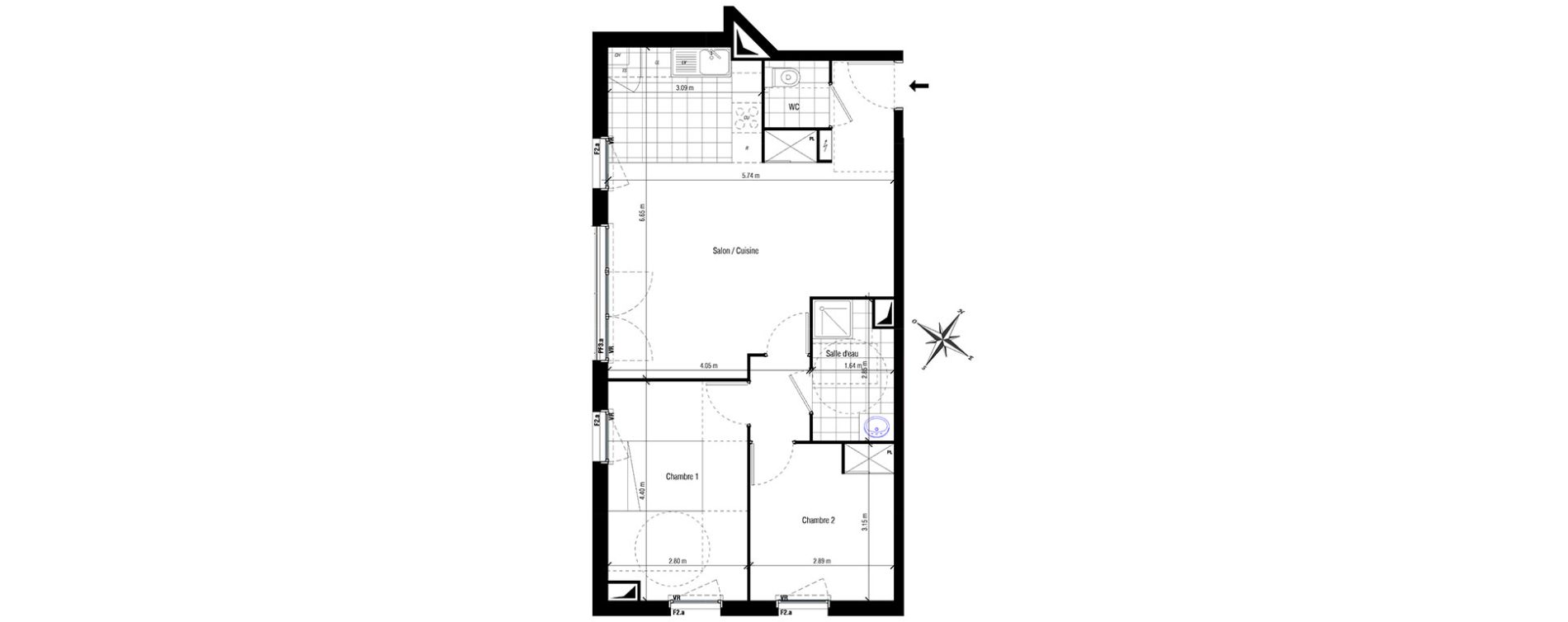 Appartement T3 de 58,98 m2 aux Pavillons-Sous-Bois Centre