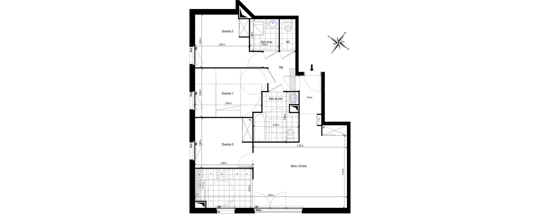 Appartement T4 de 78,61 m2 aux Pavillons-Sous-Bois Centre