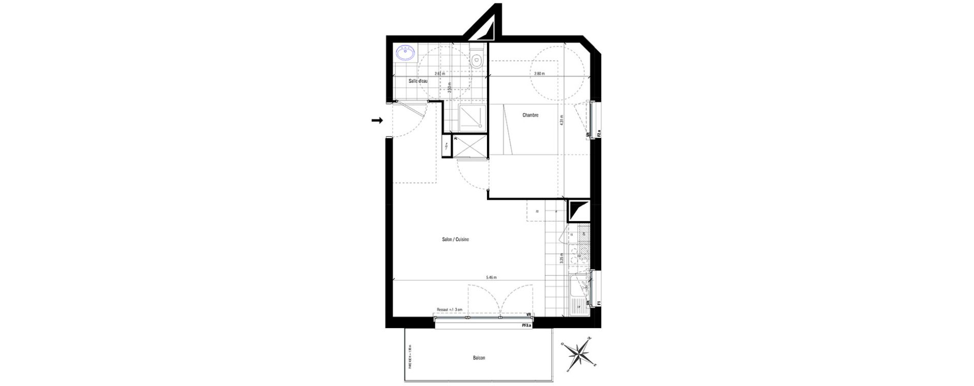 Appartement T2 de 40,33 m2 aux Pavillons-Sous-Bois Centre