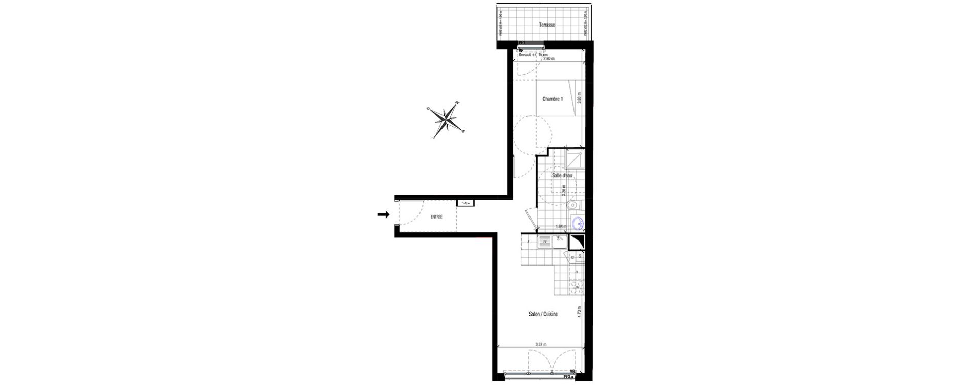Appartement T2 de 42,75 m2 aux Pavillons-Sous-Bois Centre