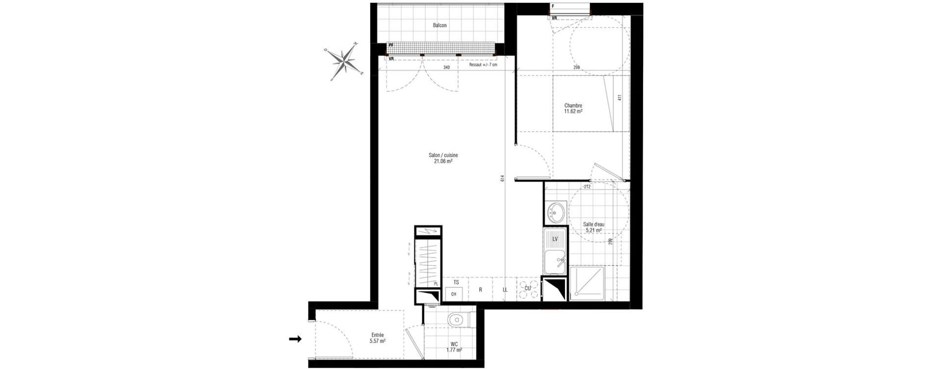 Appartement T2 de 45,23 m2 aux Pavillons-Sous-Bois Centre