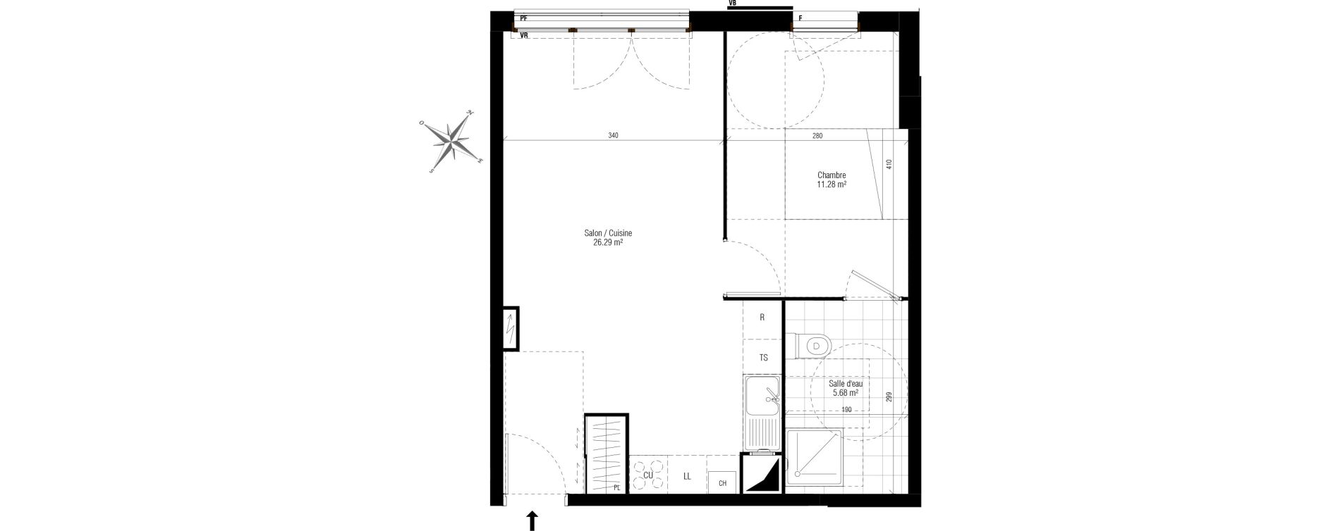 Appartement T2 de 43,25 m2 aux Pavillons-Sous-Bois Centre