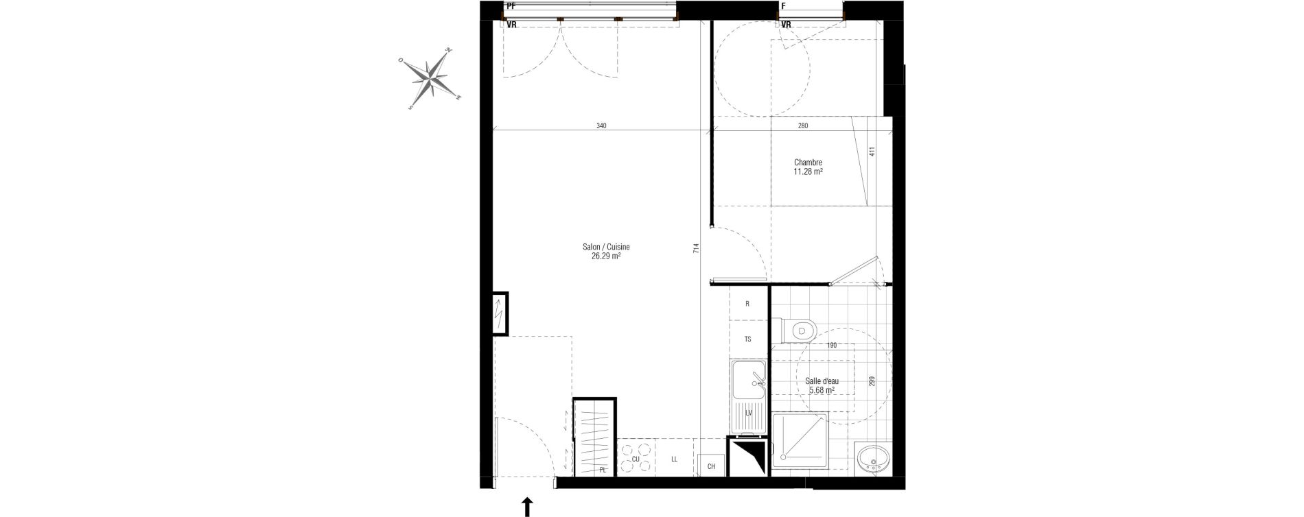 Appartement T2 de 43,26 m2 aux Pavillons-Sous-Bois Centre
