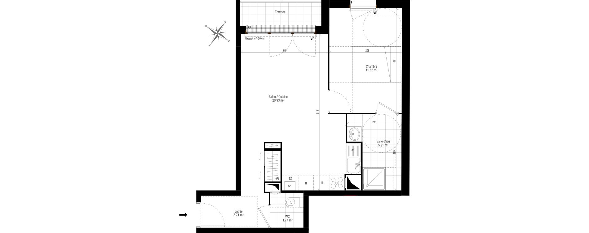 Appartement T2 de 45,24 m2 aux Pavillons-Sous-Bois Centre