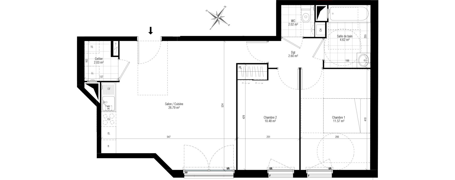 Appartement T2 de 60,10 m2 aux Pavillons-Sous-Bois Centre
