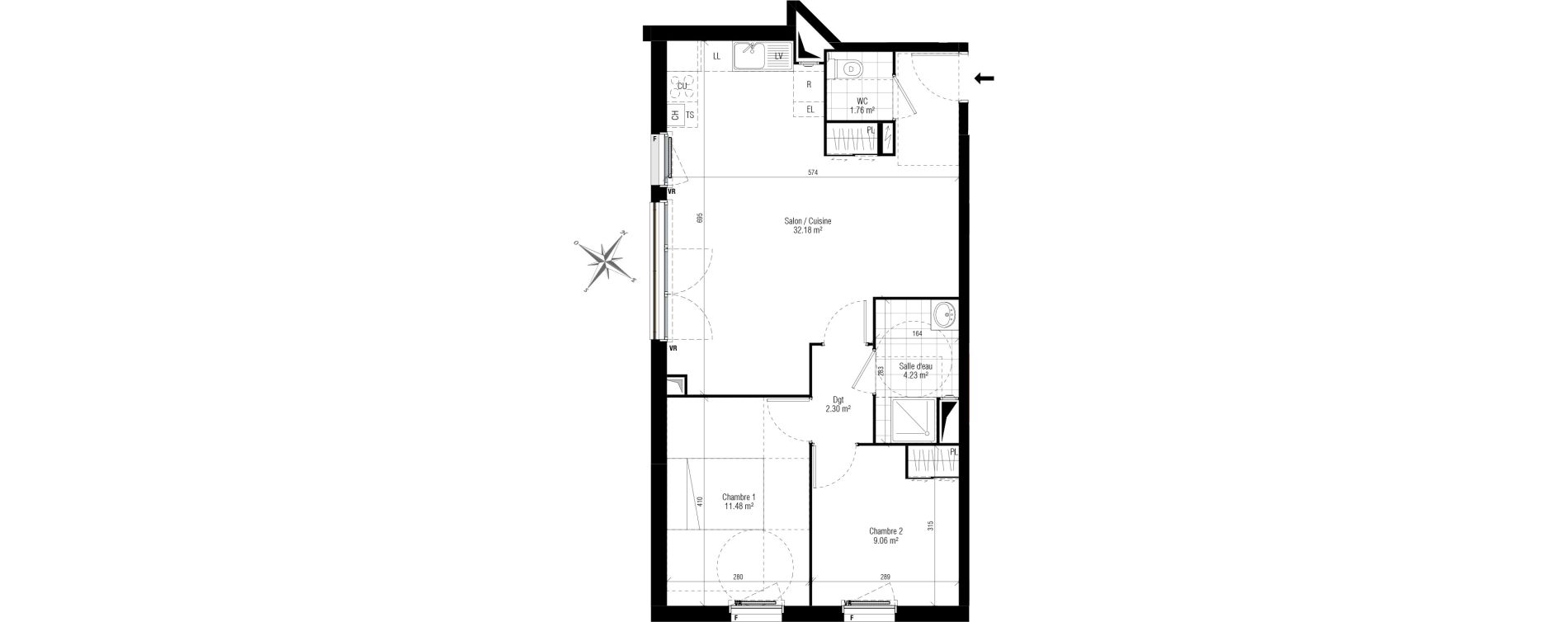 Appartement T3 de 61,02 m2 aux Pavillons-Sous-Bois Centre
