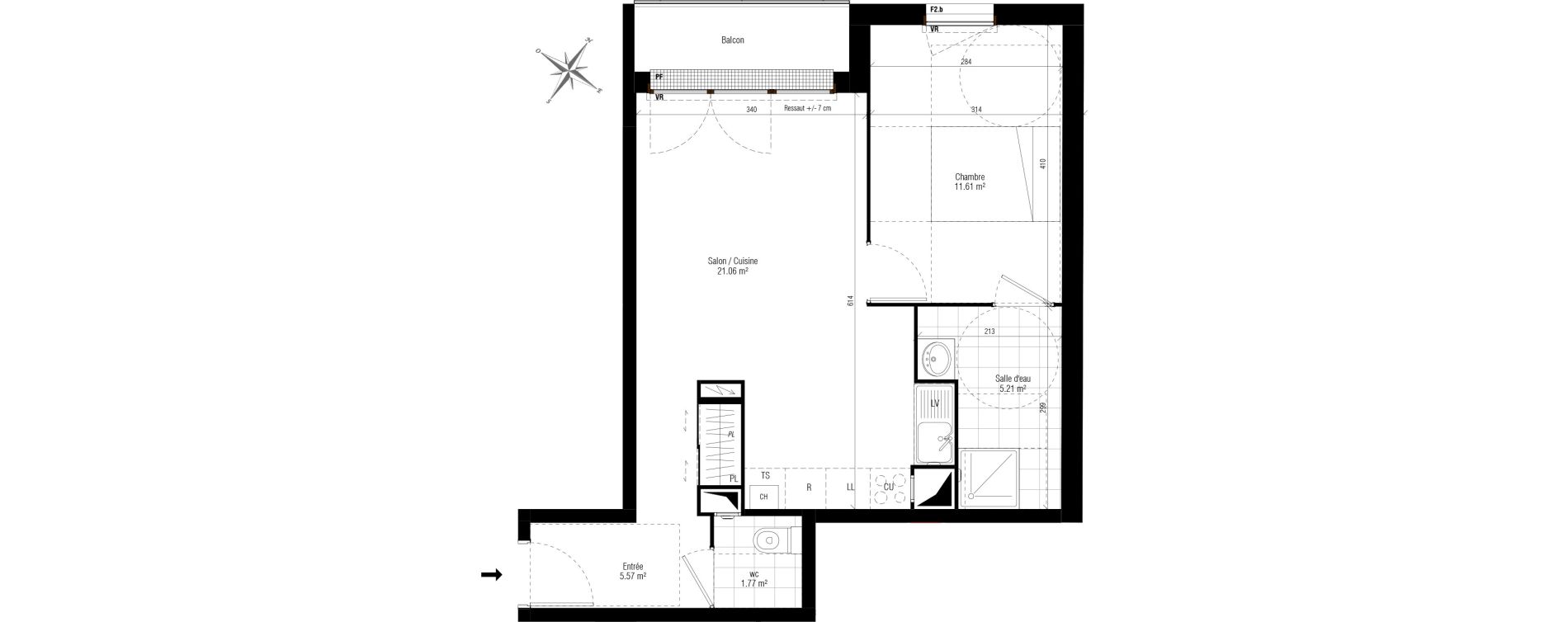 Appartement T2 de 45,22 m2 aux Pavillons-Sous-Bois Centre